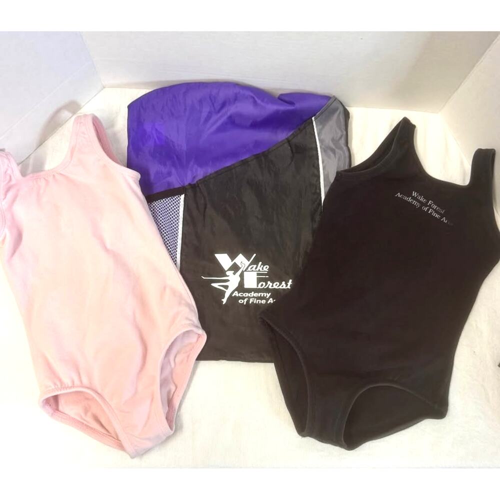 WFAFA DANCE LOT 2 Leotards + Backpack Wake Forest Academy of Fine Arts Dance Lot